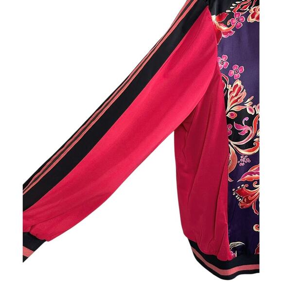 Koos Of Course Silk Floral Boho Bomber Jacket Women’s 1X Maximalism Statement - Picture 4 of 8